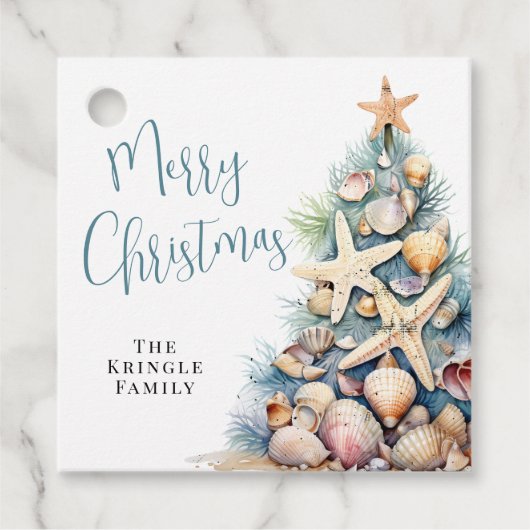 Beach Frohe Weihnachten Geschenkanhänger (Vorderseite)