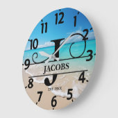 Beach Front J Monogram Große Wanduhr (Winkel)