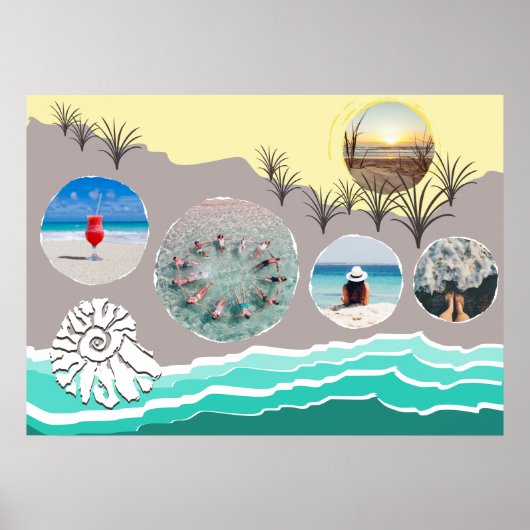 Beach Fun 5 Foto Collage Poster (Vorne)