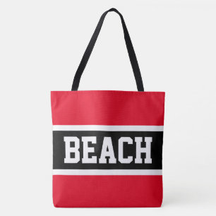 BEACH Fun Athletic Bright Red Schwarz-weiß Stripes Tasche