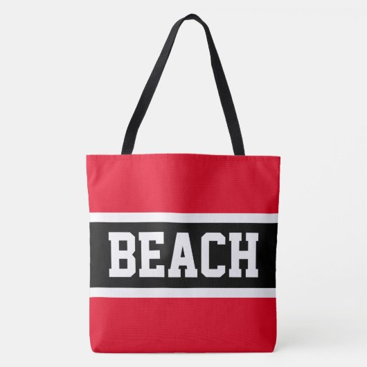 BEACH Fun Athletic Bright Red Schwarz-weiß Stripes Tasche (Vorderseite)