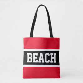 BEACH Fun Athletic Bright Red Schwarz-weiß Stripes Tasche