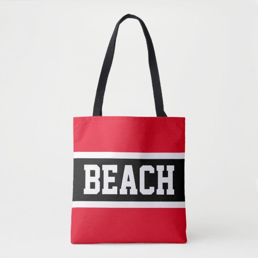 BEACH Fun Athletic Bright Red Schwarz-weiß Stripes Tasche (Vorderseite)