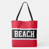 BEACH Fun Athletic Bright Red Schwarz-weiß Stripes Tasche (Rückseite)