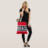BEACH Fun Athletic Bright Red Schwarz-weiß Stripes Tasche (Am Model)