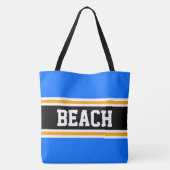 BEACH Fun Bright Blue Black Yellow Summer Streifen Tasche (Rückseite)