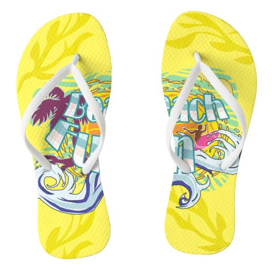 Beach Fun Surfer Gelbe Flip Flops Badesandalen (Fußbett)