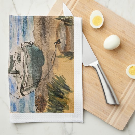 Beach Geschirrtuch (Viertel Falte)