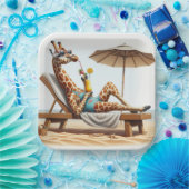 Beach Giraffe trinken einen Cocktail Pappteller (Party)