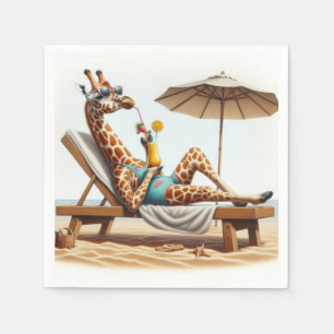 Beach Giraffe trinken einen Cocktail Serviette