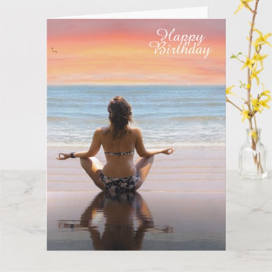 Beach Girl Karte (Gelbe Blume)