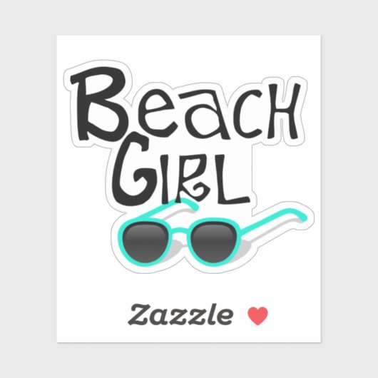 Beach Girl mit Sonnenbrille Aufkleber (Blatt)