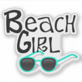 Beach Girl mit Sonnenbrille Aufkleber (Vorderseite)