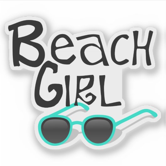 Beach Girl mit Sonnenbrille Aufkleber (Vorderseite)