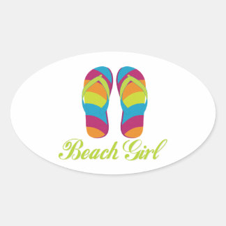 Beach Girl Ovaler Aufkleber
