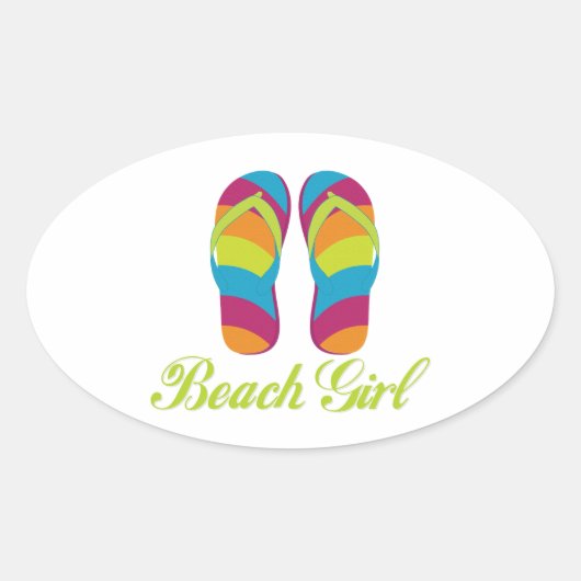 Beach Girl Ovaler Aufkleber (Vorderseite)