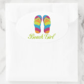 Beach Girl Ovaler Aufkleber (Tasche)