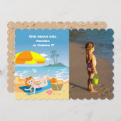 Beach Girl Sommergeburtstag Foto Einladung (Vorne/Hinten)