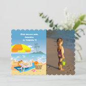 Beach Girl Sommergeburtstag Foto Einladung (Stehend Vorderseite)