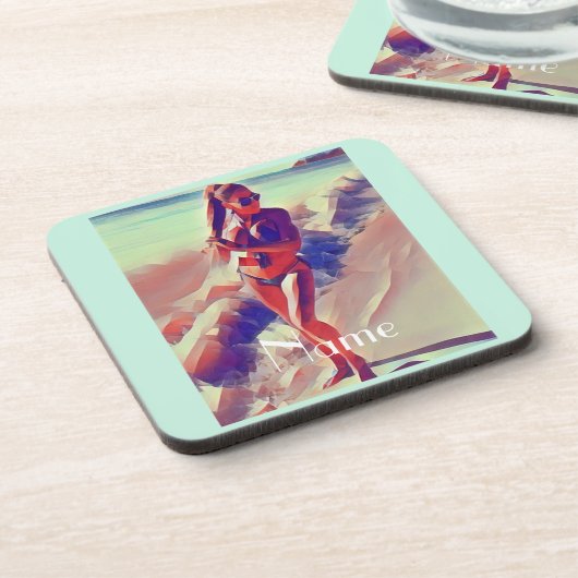 Beach Girl Thunder_Cove Getränkeuntersetzer (Linke Seite)