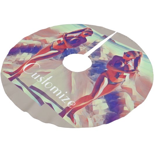 Beach Girl Thunder_Cove Polyester Weihnachtsbaumdecke (Schrägansicht)