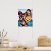 Beach Girl vs Octopus Poster (Küche)