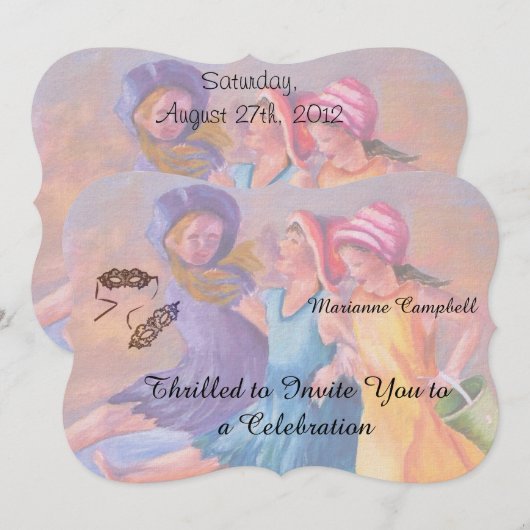 BEACH GIRLFRIENS KUNSTBAR EINLADUNG (Vorne/Hinten)