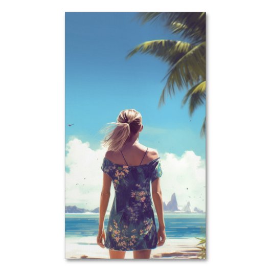 Beach Girls Sommer Beach Hintergrund Magnetische Visitenkarte (Vorderseite Vertikal)