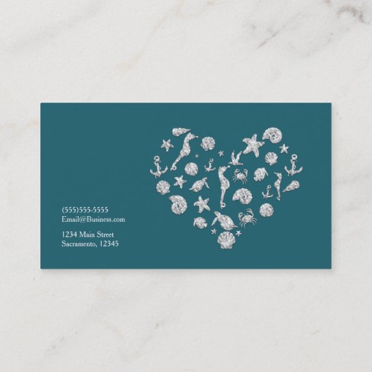 Beach Glam Diamond Herz Elegantes Tropisches Brauc Visitenkarte (Rückseite)