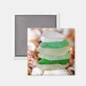 Beach Glass on Seashells Magnet (Vorderseite/Rückseite)