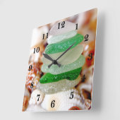 Beach Glass Quadratische Wanduhr (Winkel)