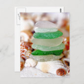 Beach Glass & Seashells Postcard Postkarte (Vorne/Hinten)