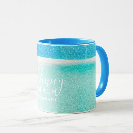 Beach Glitzer Sparkling Sand Ocean Dewey Beach Tasse (VorderseiteRechts)