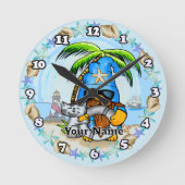 Beach Gnom Runde Wanduhr (Vorderseite)