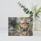 Beach Gnome auf einem Strandtrommel Postkarte (Stehend Vorderseite)