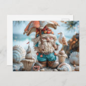 Beach-Gnome mit Regenschirm Postkarte (Vorne/Hinten)