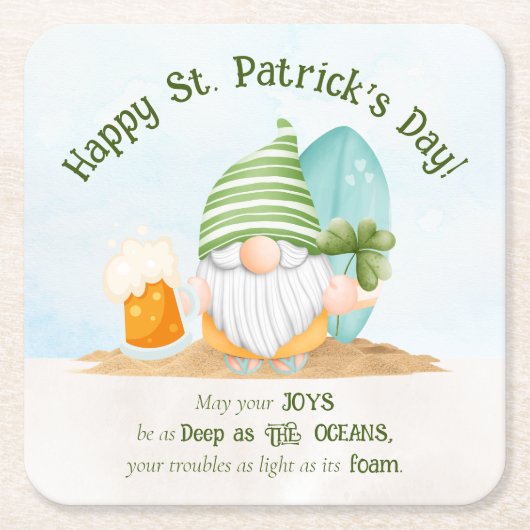 Beach Gnome St Patrick's Day Paper Untersetzer (Vorderseite)
