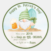 Beach Gnome St Patrick's Day Runder Aufkleber (Vorderseite)