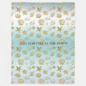 Beach Gold Muscheln Aqua Blue Ombre Fleecedecke (Vorderseite)
