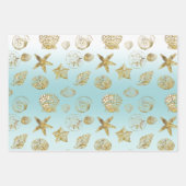 Beach Gold Muscheln Aqua Blue Ombre Geschenkpapier Set (Vorderseite)