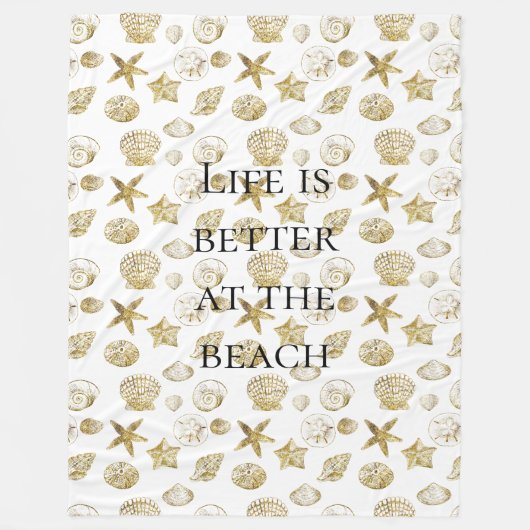 Beach-Gold-Muscheln Fleecedecke (Vorderseite)