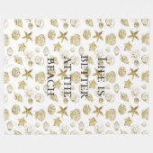 Beach-Gold-Muscheln Fleecedecke (Vorderseite (Horizontal))