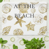 Beach-Gold-Muscheln Geschirrtuch (Gefaltet)