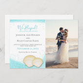 Beach Gold Sparkle wir mit Foto Wedding in Einladung (Vorne/Hinten)