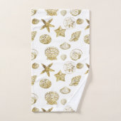 Beach Gold White Muscheln    Badhandtuch Set (Handtuch)