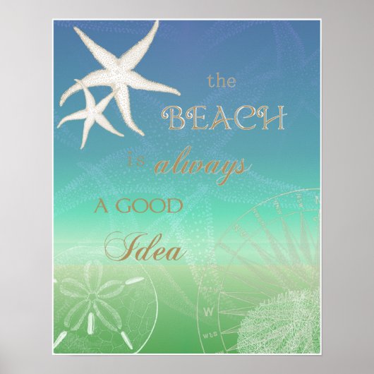 Beach Good Idea Blue Green Starfish Art Poster (Vorne)