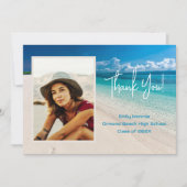 Beach Grad Foto Danke Message Card Einladung (Vorderseite)