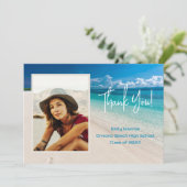 Beach Grad Foto Danke Message Card Einladung (Stehend Vorderseite)