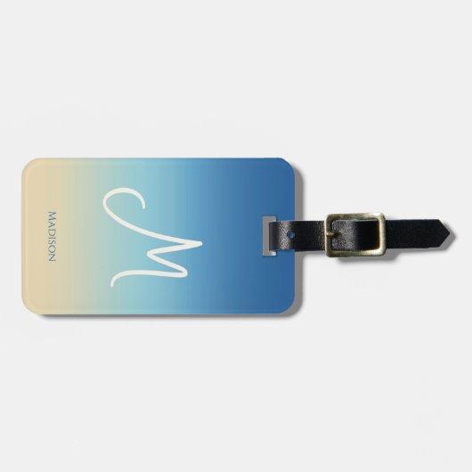 Beach Gradient Monogram Name  Gepäckanhänger (Vorderseite horizontal)