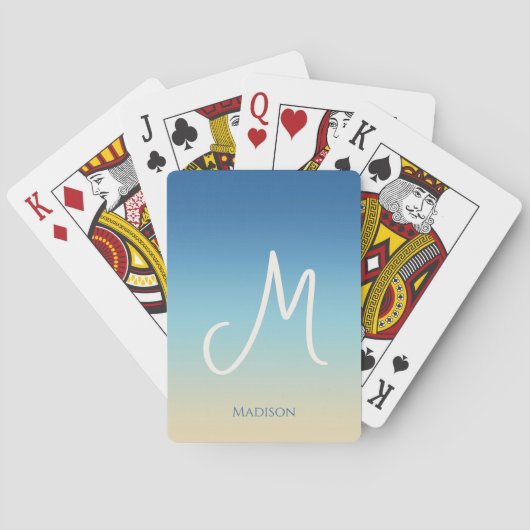 Beach Gradient Monogram  Spielkarten (Rückseite)